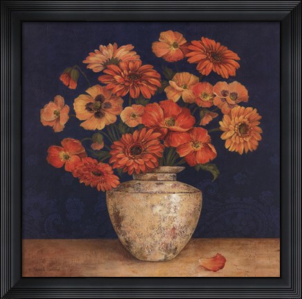 Framed Poppies And Indigo II Print