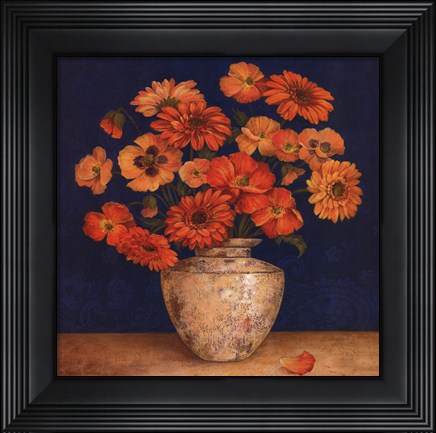 Framed Poppies And Indigo II - Mini Print