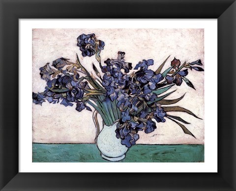 Framed Irises in Vase, c.1890 Print