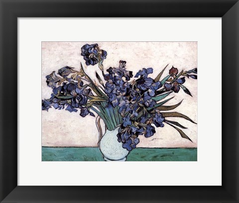 Framed Irises in Vase, c.1890 Print