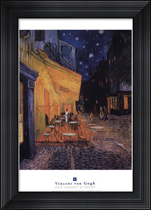 Framed Cafe Terrace on the Place du Forum, Arles, at Night, c.1888 Print