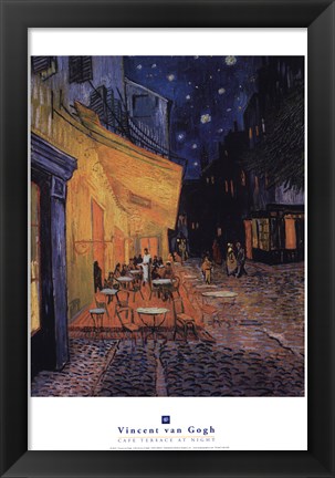 Framed Cafe Terrace on the Place du Forum, Arles, at Night, c.1888 Print