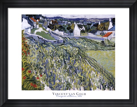 Framed Vineyards at Auvers, c.1890 Print