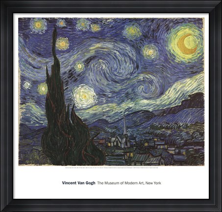 Framed Starry Night, c.1889 Print