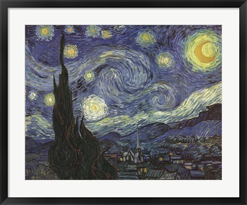 Framed Starry Night, c.1889 Print