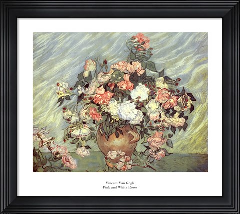 Framed Pink and White Roses Print