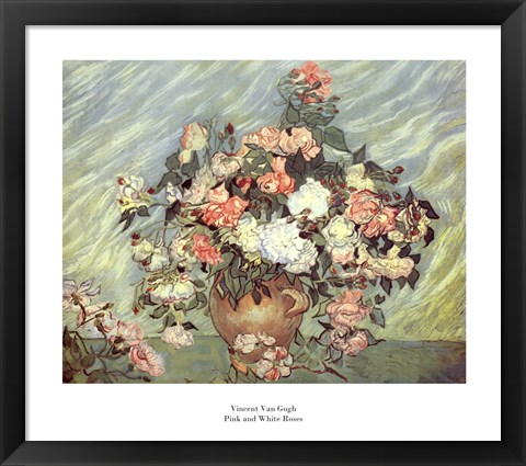 Framed Pink and White Roses Print