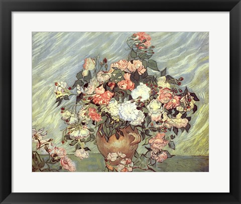 Framed Pink and White Roses Print