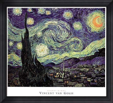 Framed Starry Night, c.1889 Print