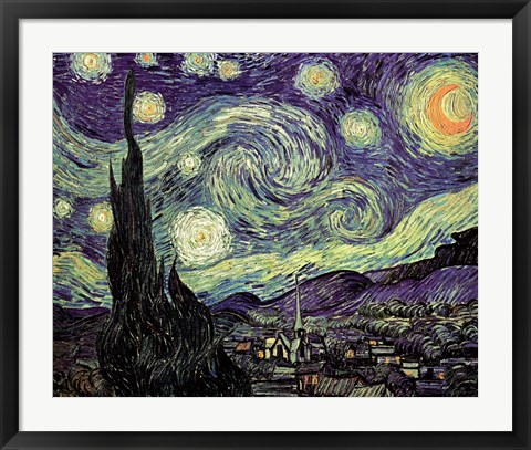 Framed Starry Night, c.1889 Print