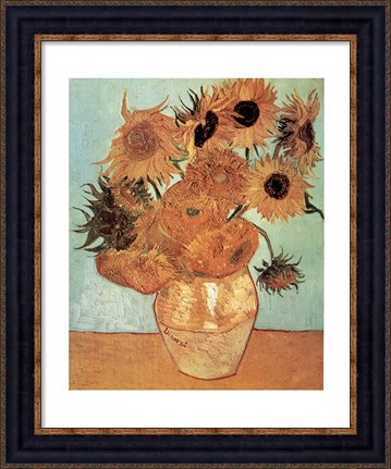 Framed Vase with Twelve Sunflowers, c.1888 Print