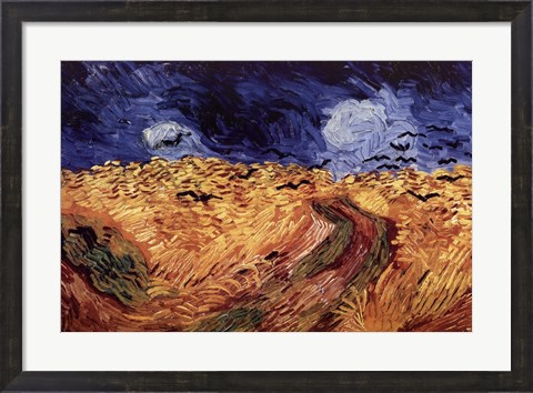 Framed Wheatfield with Crows, c.1890 Print