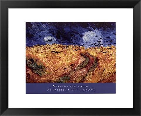 Framed Wheatfield with Crows, c.1890 Print