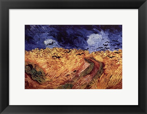 Framed Wheatfield with Crows, c.1890 Print