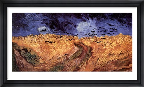 Framed Wheatfield with Crows, c.1890 Print