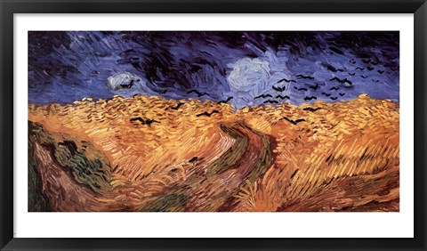 Framed Wheatfield with Crows, c.1890 Print