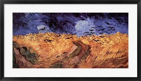 Framed Wheatfield with Crows, c.1890 Print