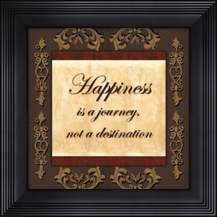 Framed Wtlb, BrowngoldHappiness Is Print