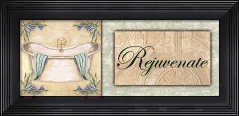 Framed Spa BathRejuvenate (Green) Print