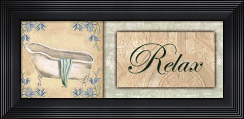Framed Spa BathRelax (Green) Print