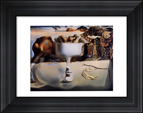 Framed Apparition of Face and Fruit Dish on a Beach, c.1938 Print