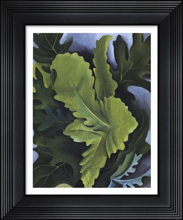 Framed Green Oak Leaves Print