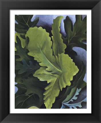 Framed Green Oak Leaves Print