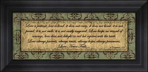 Framed SOFT SAGELOVE IS PATIENT Print