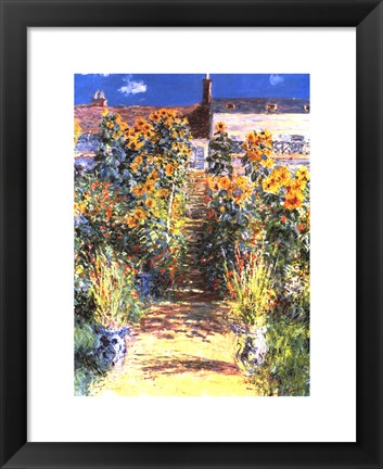 Framed Artist&#39;s Garden at Vetheuil Print