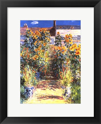 Framed Artist&#39;s Garden at Vetheuil Print