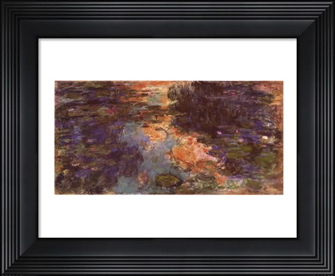 Framed Water Lily Pond, 1918 - close up Print