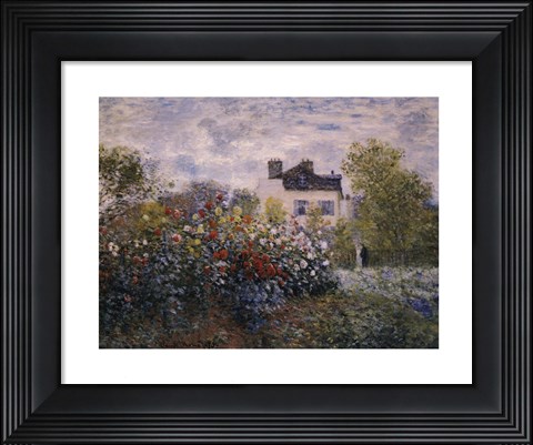 Framed Artist&#39;s Garden in Argenteuil (A Corner of the Garden with Dahlias), c.1873 Print