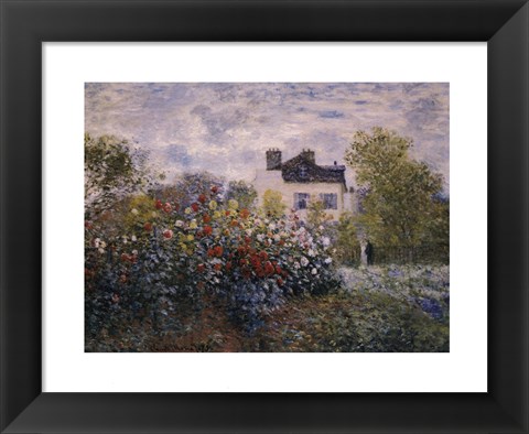 Framed Artist&#39;s Garden in Argenteuil (A Corner of the Garden with Dahlias), c.1873 Print