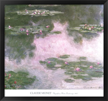 Framed Nympheas, Water Landscape, 1907 Print