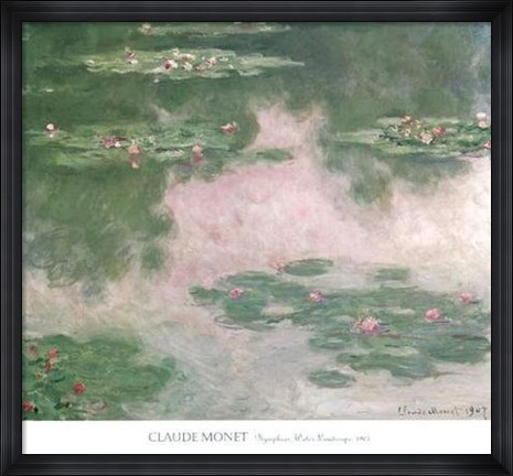 Framed Nympheas, Water Landscape, 1907 Print