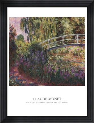 Framed Le pont japonais - bassin aux nympheas Print