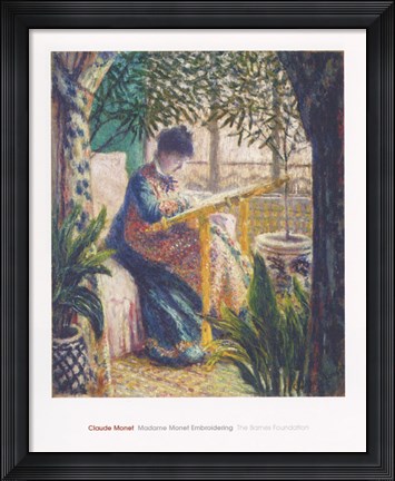 Framed Madame Monet Embroidering, c.1875 Print