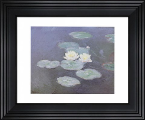 Framed Nympheas Effet du Soir Print