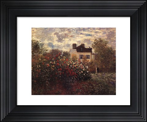 Framed Artist&#39;s Garden in Argenteuil (A Corner of the Garden with Dahlias), c.1873 Print