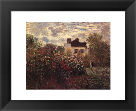 Framed Artist&#39;s Garden in Argenteuil (A Corner of the Garden with Dahlias), c.1873 Print