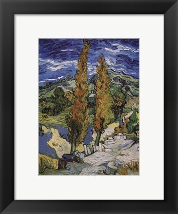 Framed Poplars at Saint-Rmy, c.1889 Print