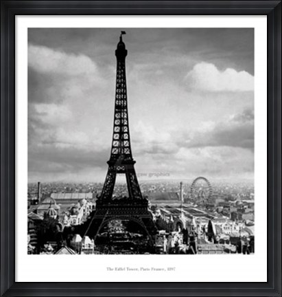 Framed Eiffel Tower, Paris France, 1897 Print