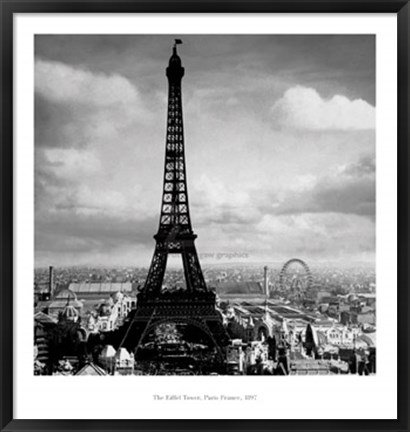 Framed Eiffel Tower, Paris France, 1897 Print