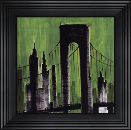 Framed Green Cityscape Print