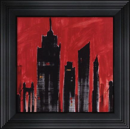 Framed Red Cityscape Print