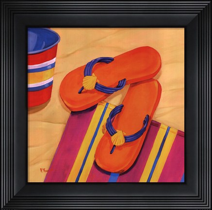 Framed Orange Flip Flops Print