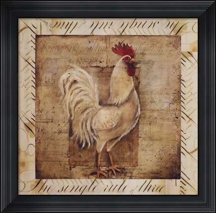 Framed Rustic Farmhouse Rooster I - special Print