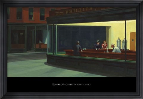 Framed Nighthawks, 1942 Print