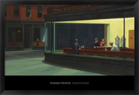 Framed Nighthawks, 1942 Print