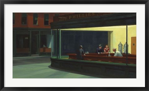 Framed Nighthawks, 1942 Print